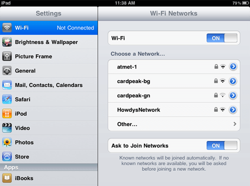 iPad Wi-Fi settings screenshot