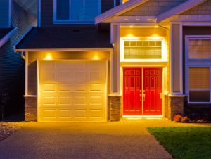 lit up house at night pic