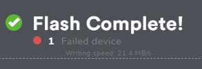 Flash Complete failed device notification