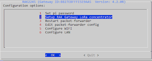 RAK Gateway Configuration Options
