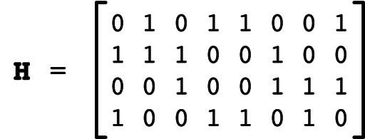 Example parity-check matrix of ldpc codes