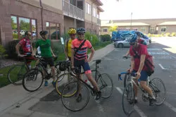 Cardinal Peak employees cycling to work