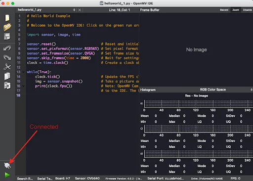 Image displaying IDE connected status