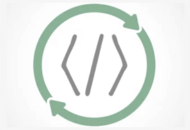 graphic depicting code encircled by reuse symbol