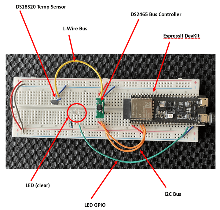 1-wire sensor demo project breadboard