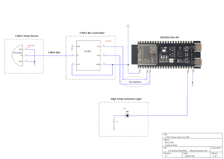 1-wire sensor demo project schematic